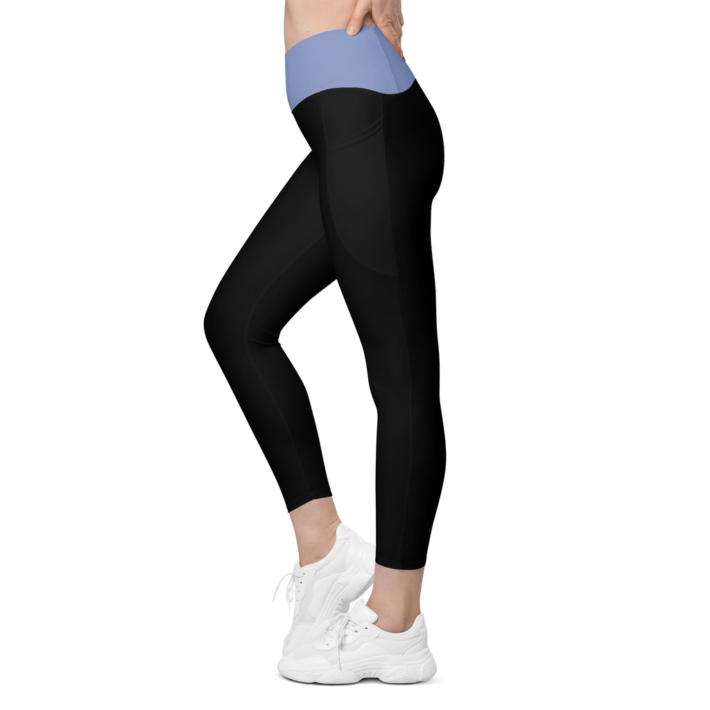 Prostate Cancer "Supporter" Crossover Waist Leggings with Pockets (Black/Blue)