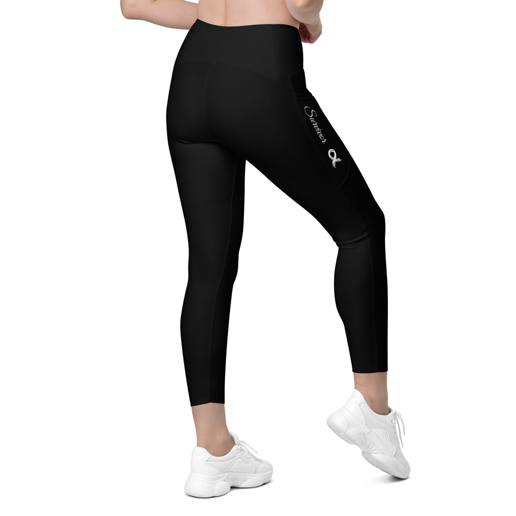 Lung Cancer "Survivor" Crossover Waist Leggings with Pockets