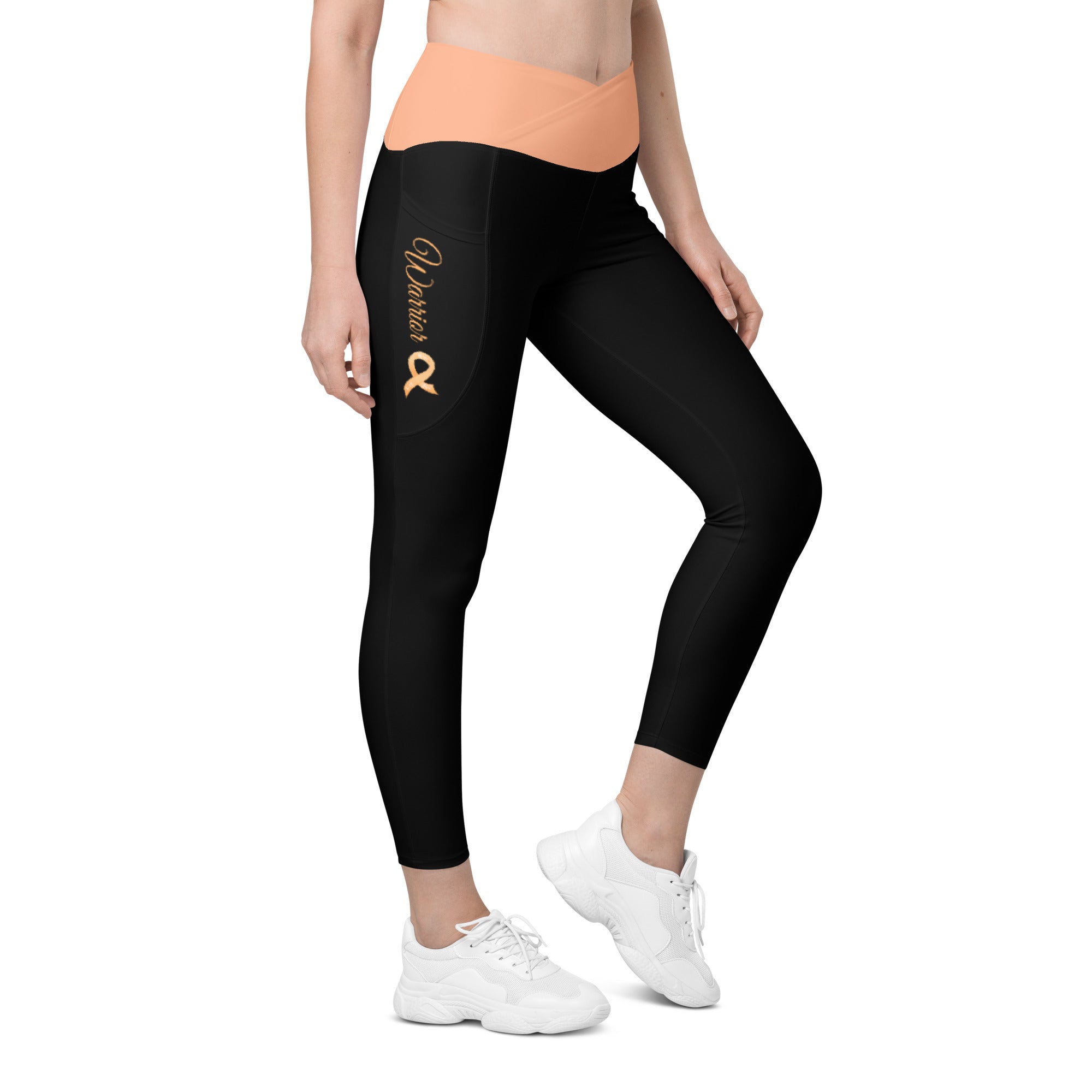 Endometrial Cancer Warrior Crossover Waist Leggings with Pockets