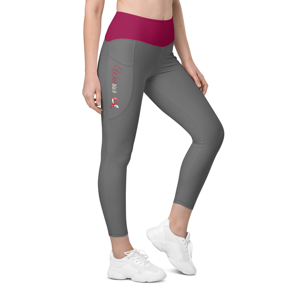 Head & Neck Cancer Warrior Ribbon Leggings with Pockets