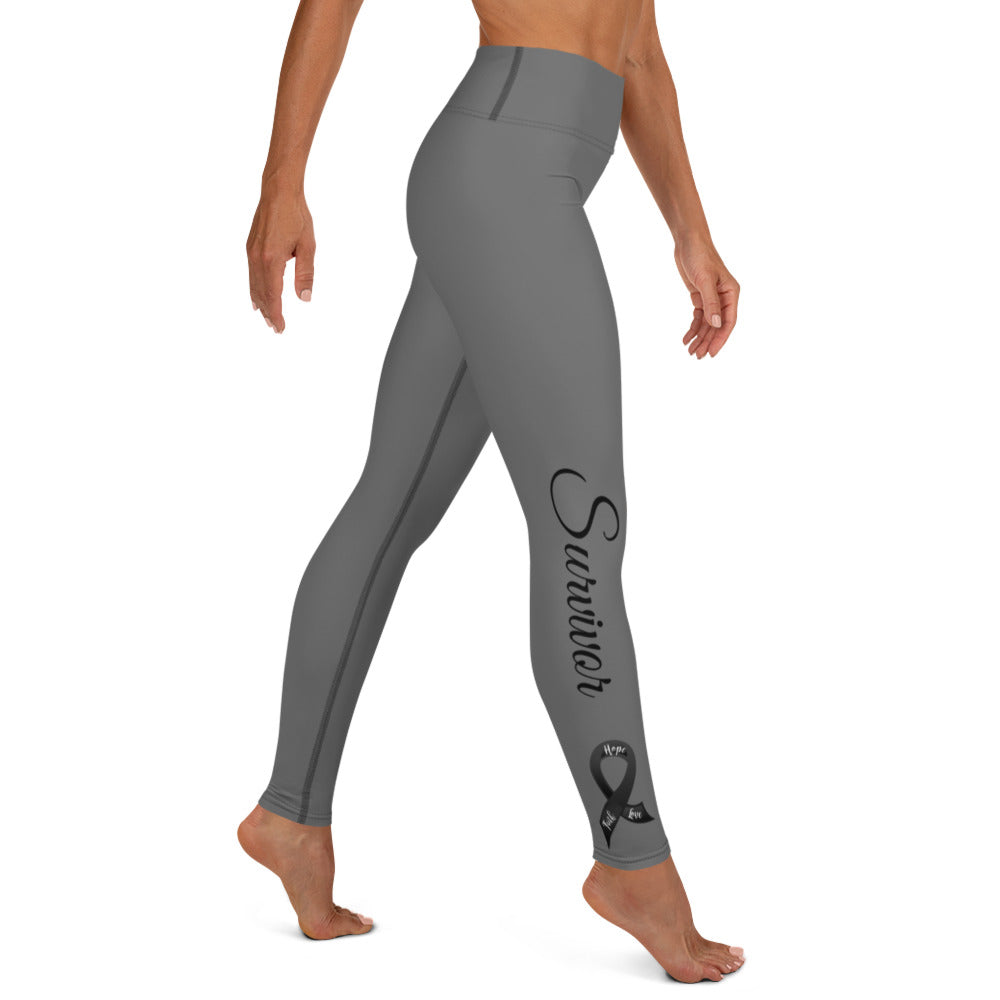 Skin Cancer/Melanoma "Survivor" Yoga Full Length Leggings (Dark Grey)