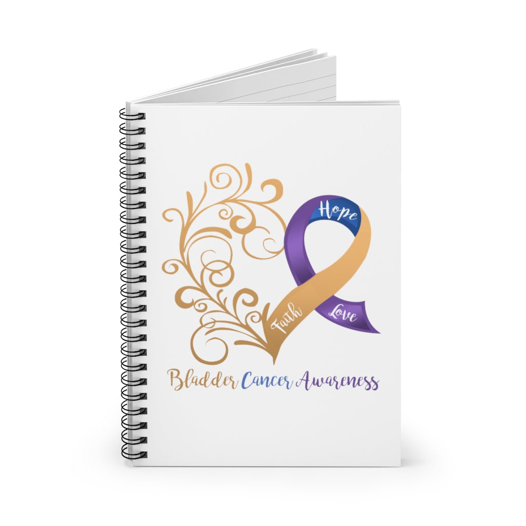 Bladder Cancer Awareness White  Spiral Journal - Ruled Line