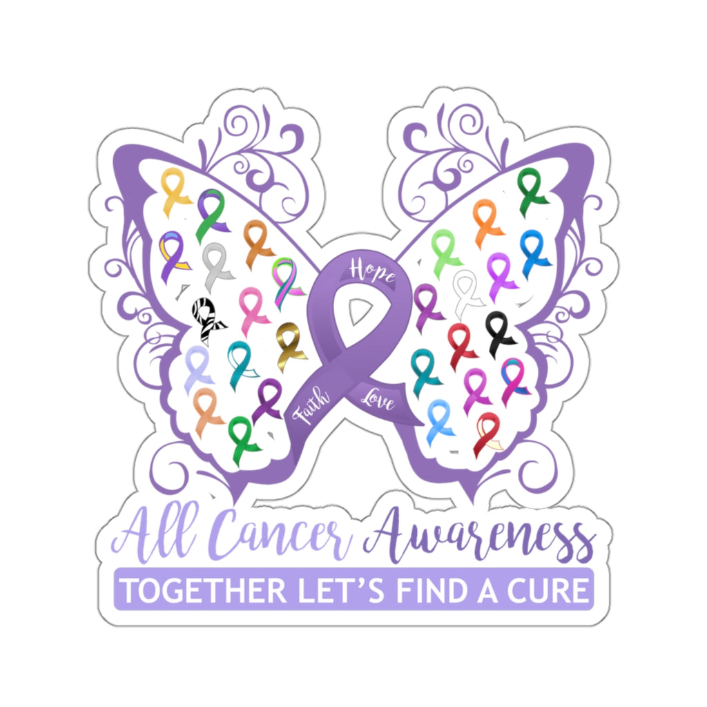 All Cancer Awareness Filigree Butterfly Sticker (3X3)