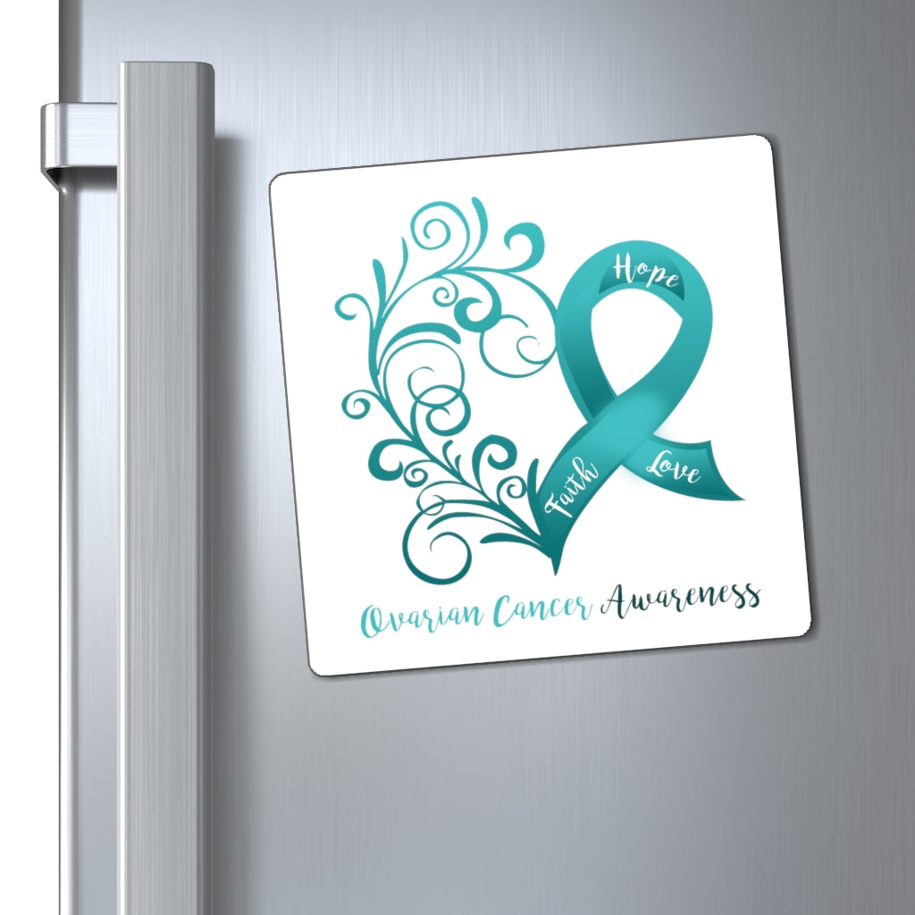 Ovarian Cancer Awareness Magnet (White Background) (3 Sizes Available)
