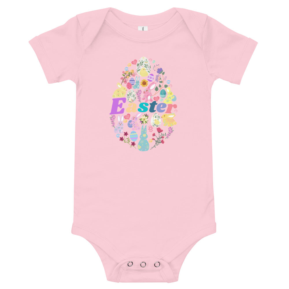 Easter Egg Bunny Baby Short Sleeve One-Piece