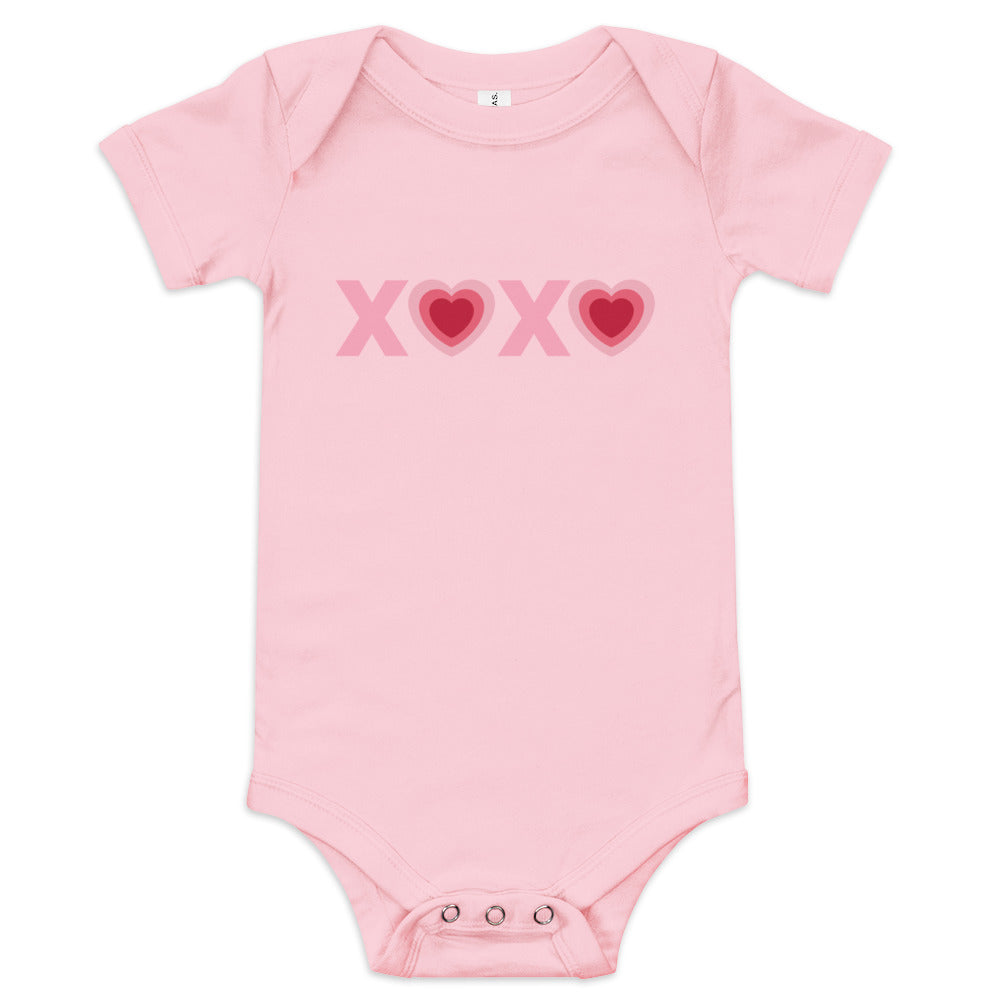 Valentine's XOXO Heart Baby Short Sleeve One Piece