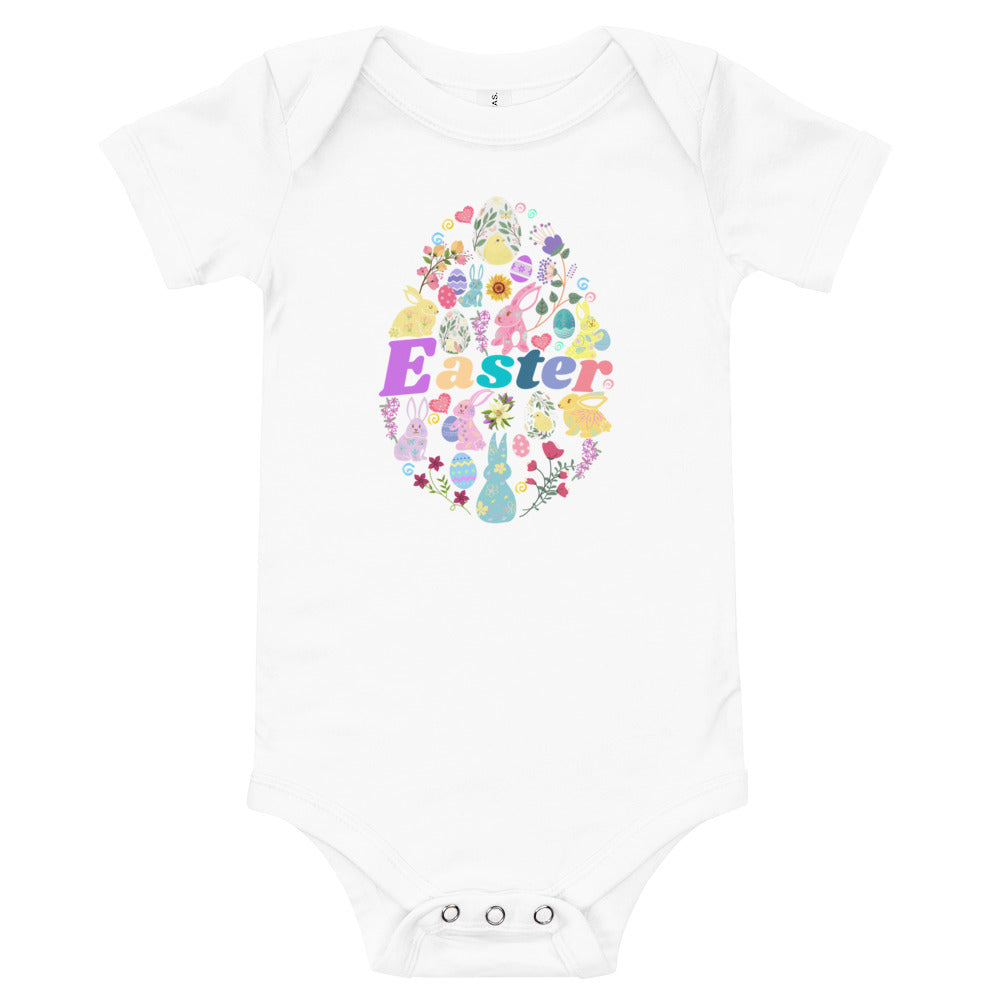 Easter Egg Bunny Baby Short Sleeve One-Piece