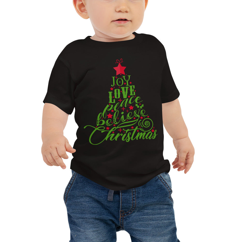 Joy Love Peace Believe Christmas Baby Jersey Short Sleeve Tee