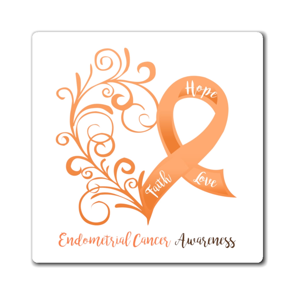 Endometrial Cancer Awareness Magnet (White Background) (3 Sizes Available)
