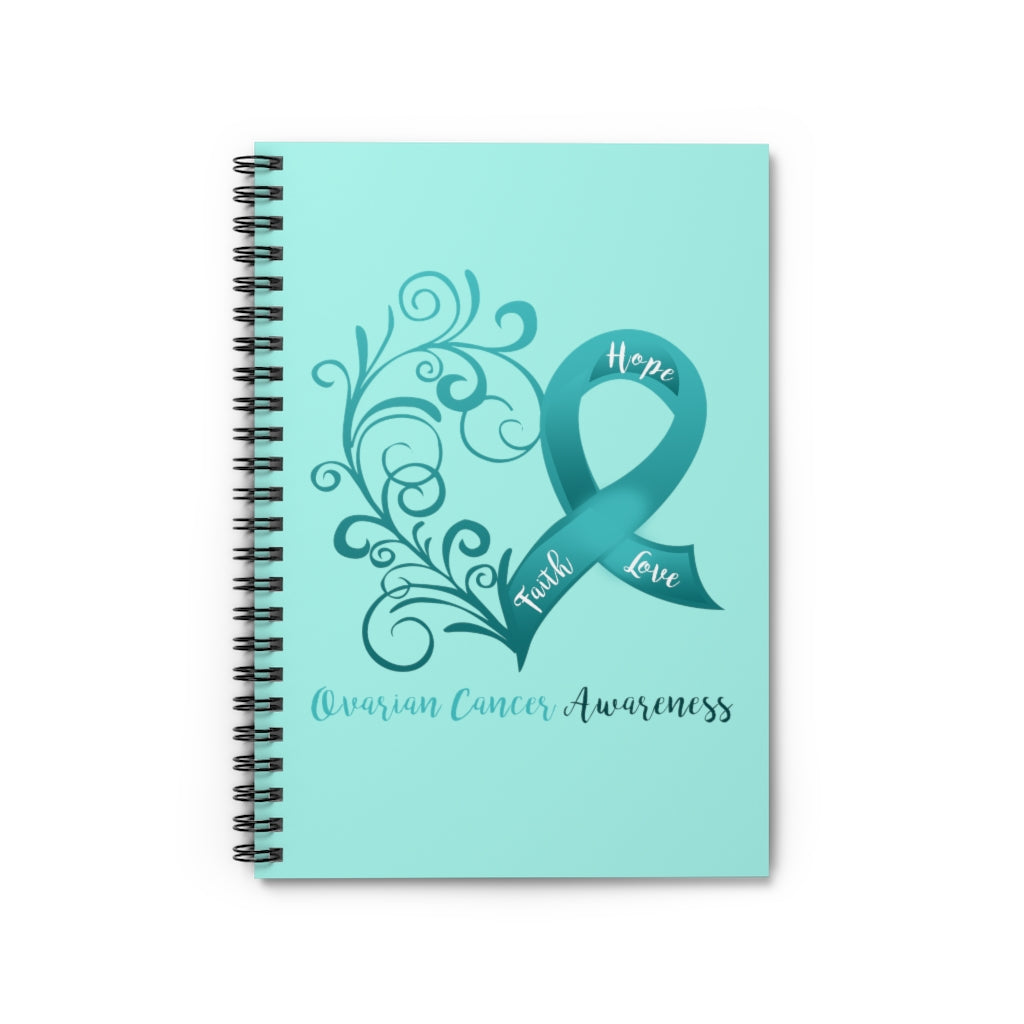 Ovarian Cancer Awareness Spiral Journal - Ruled Line (Light Teal)