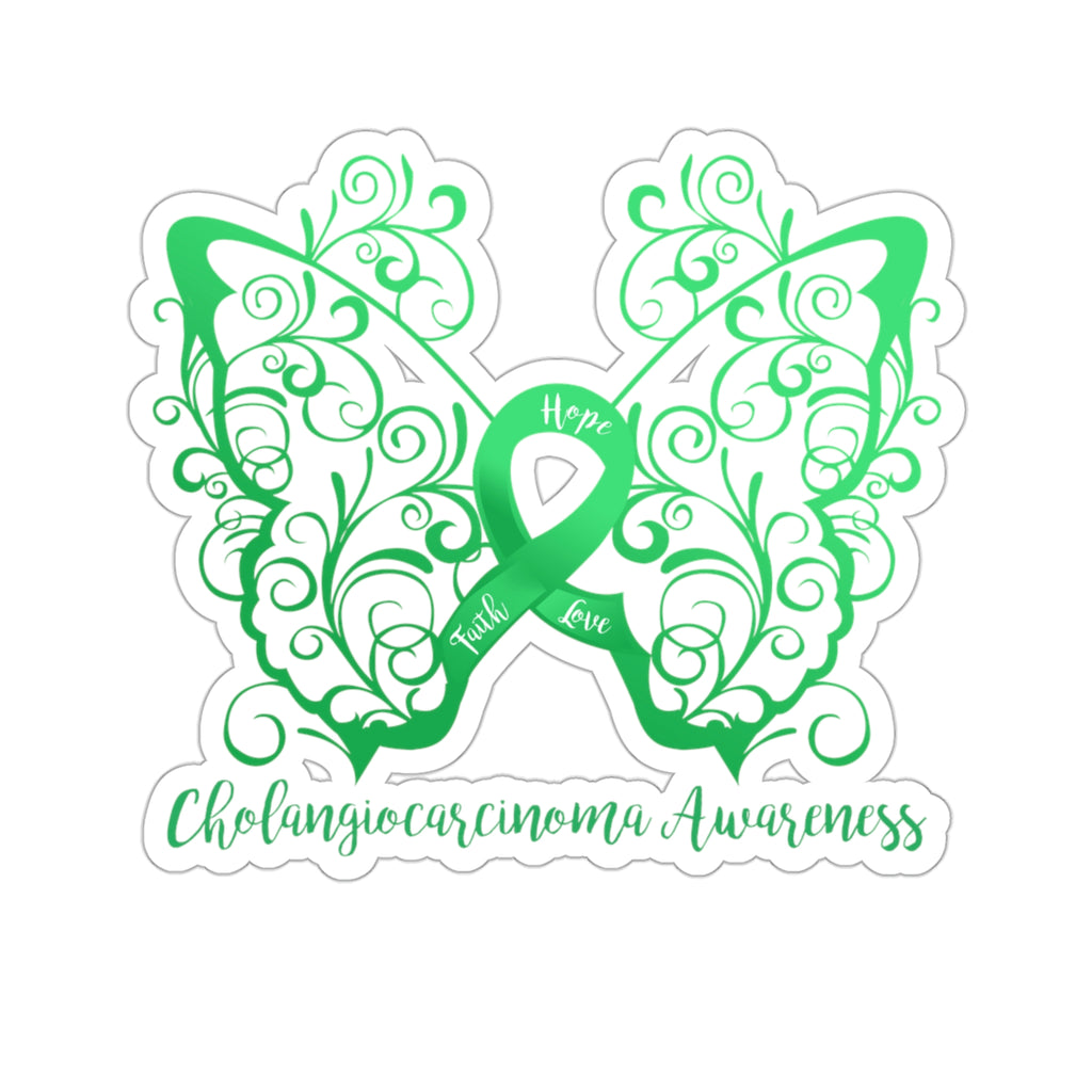 Cholangiocarcinoma Awareness Filigree Butterfly Sticker (3 x 3)