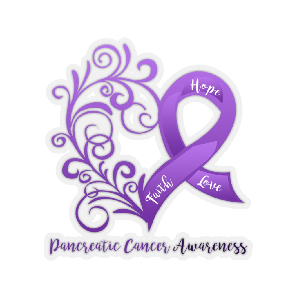 Pancreatic Cancer Awareness Heart Car Sticker (6 X 6)