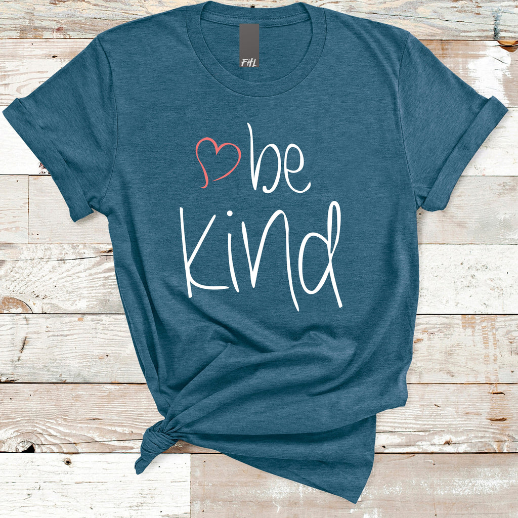 be kind Heart Deep Heather Teal T-Shirt
