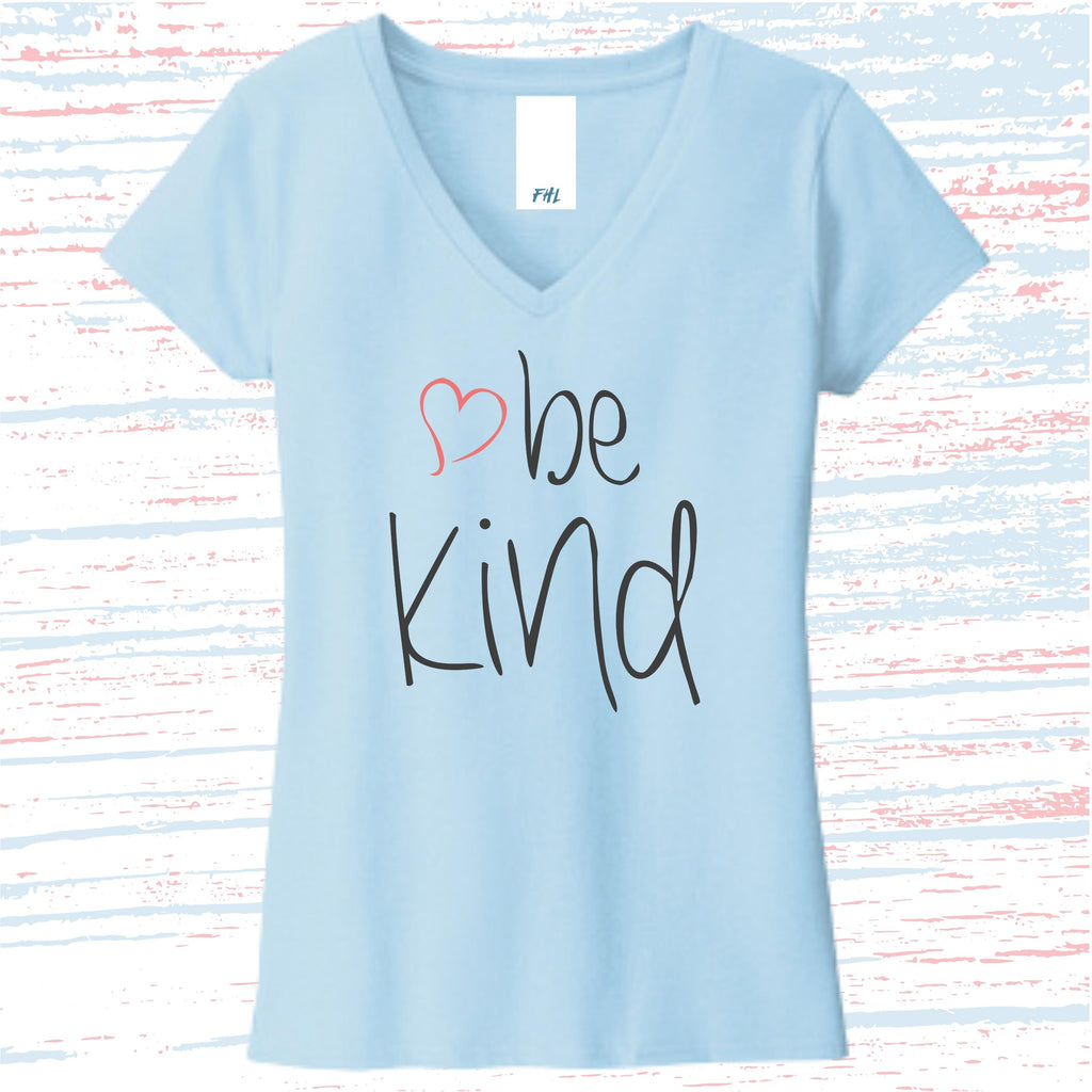 be kind Heart Women’s Recycled V-Neck T-Shirt - Light Colors