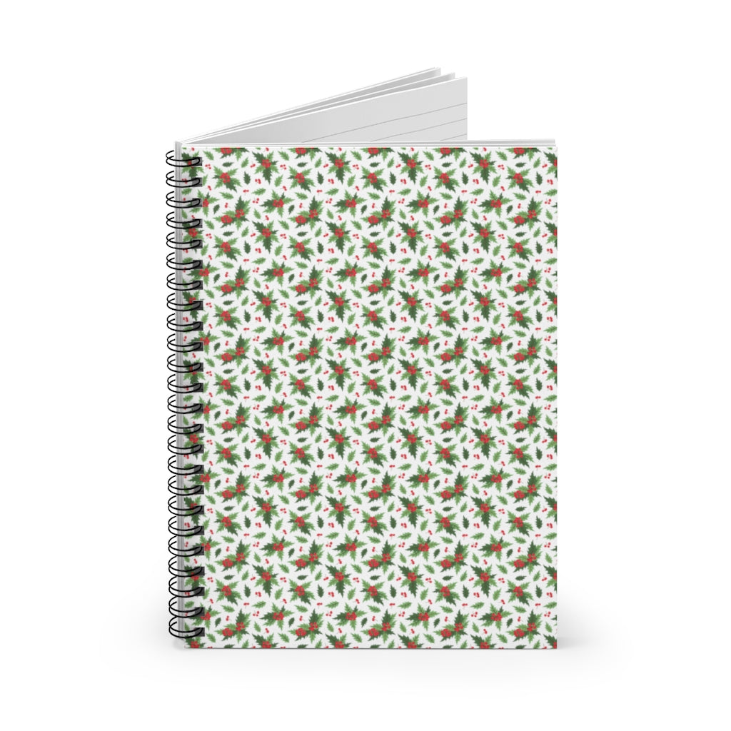 Christmas Holly Spiral Journal - Ruled Line