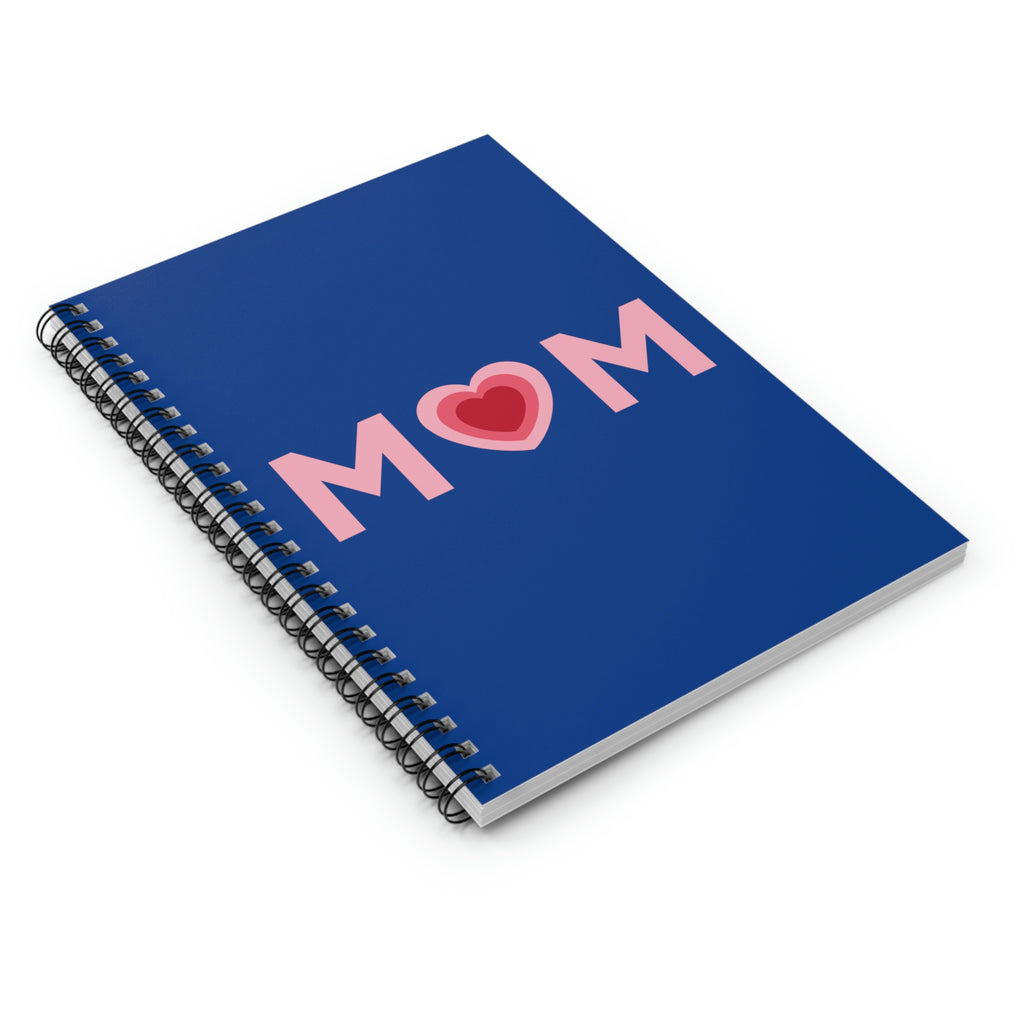 Mom Heart Royal Blue Spiral Journal - Ruled Line