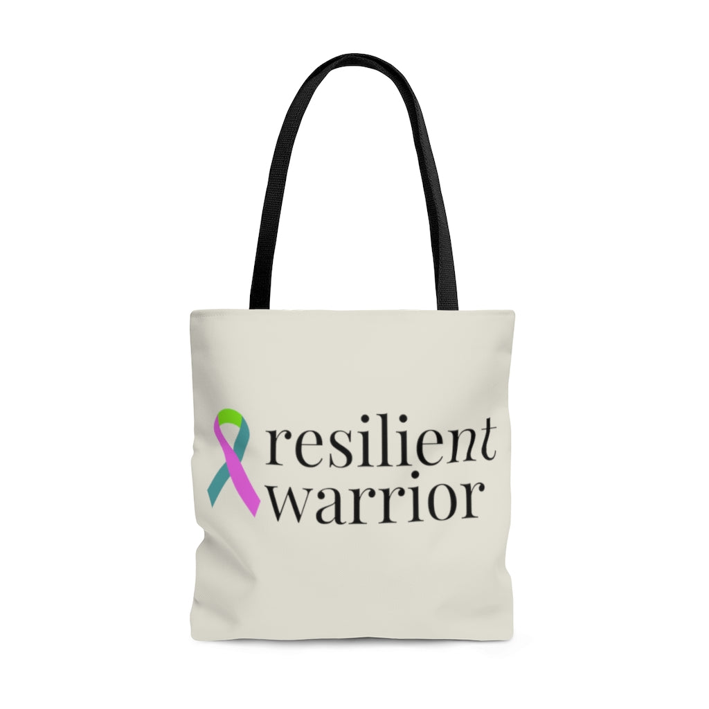 Metastatic Breast Cancer resilient warrior Ribbon Large Tote Bag(Dual Sided Design)(Natural)