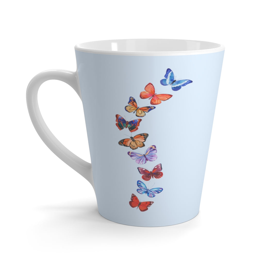 Butterflies in Flight Light Blue Latte Mug (12 oz.)