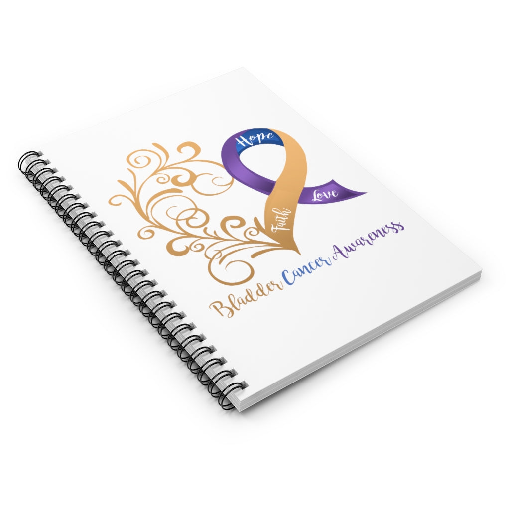 Bladder Cancer Awareness White  Spiral Journal - Ruled Line
