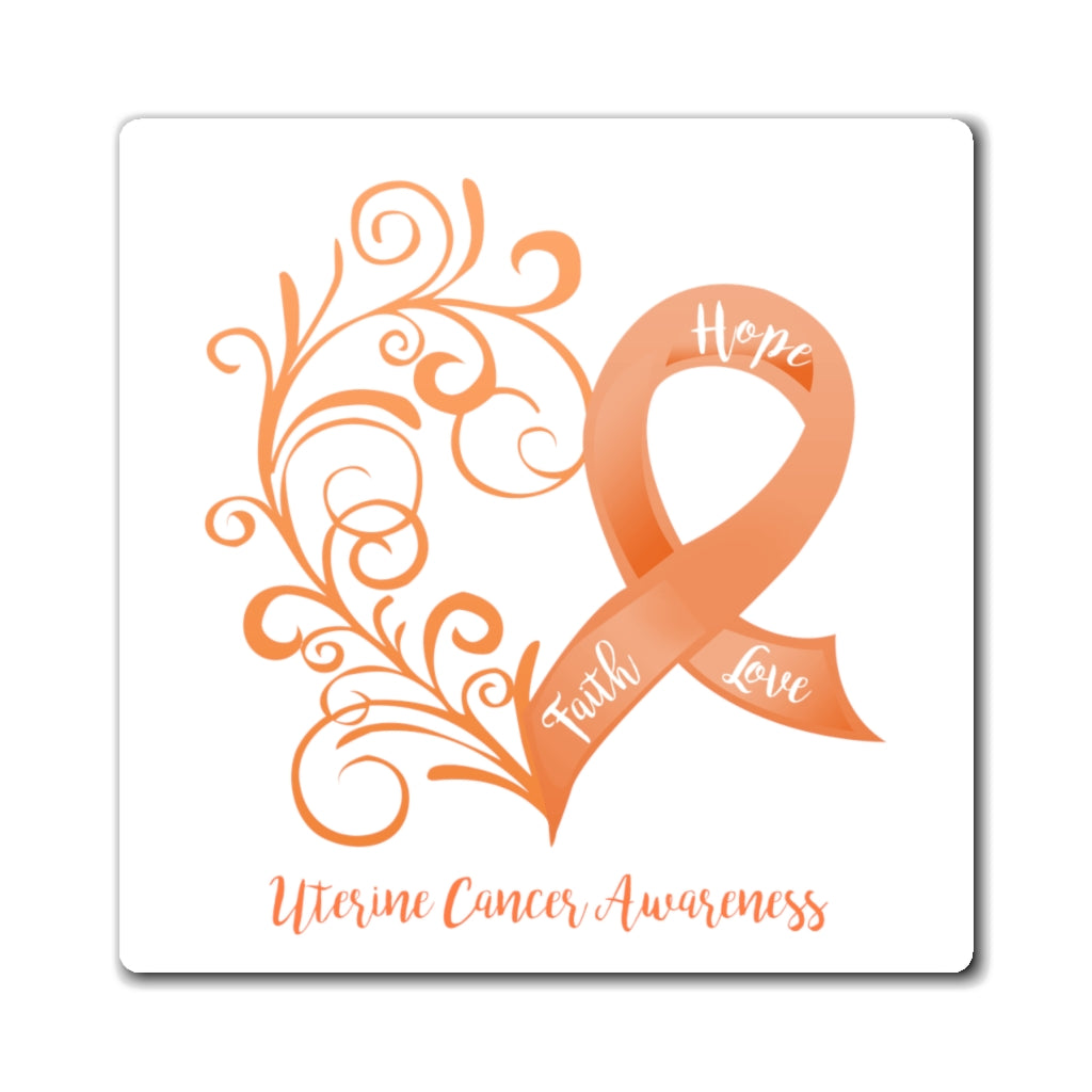 Uterine Cancer Awareness Magnet (White Background) (3 Sizes Available)