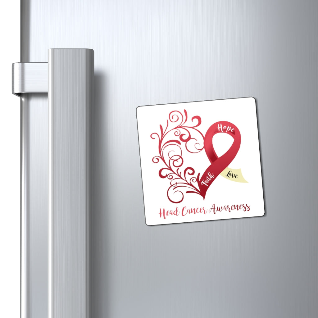 Head Cancer Awareness Magnet (White Background) (3 Sizes Available)