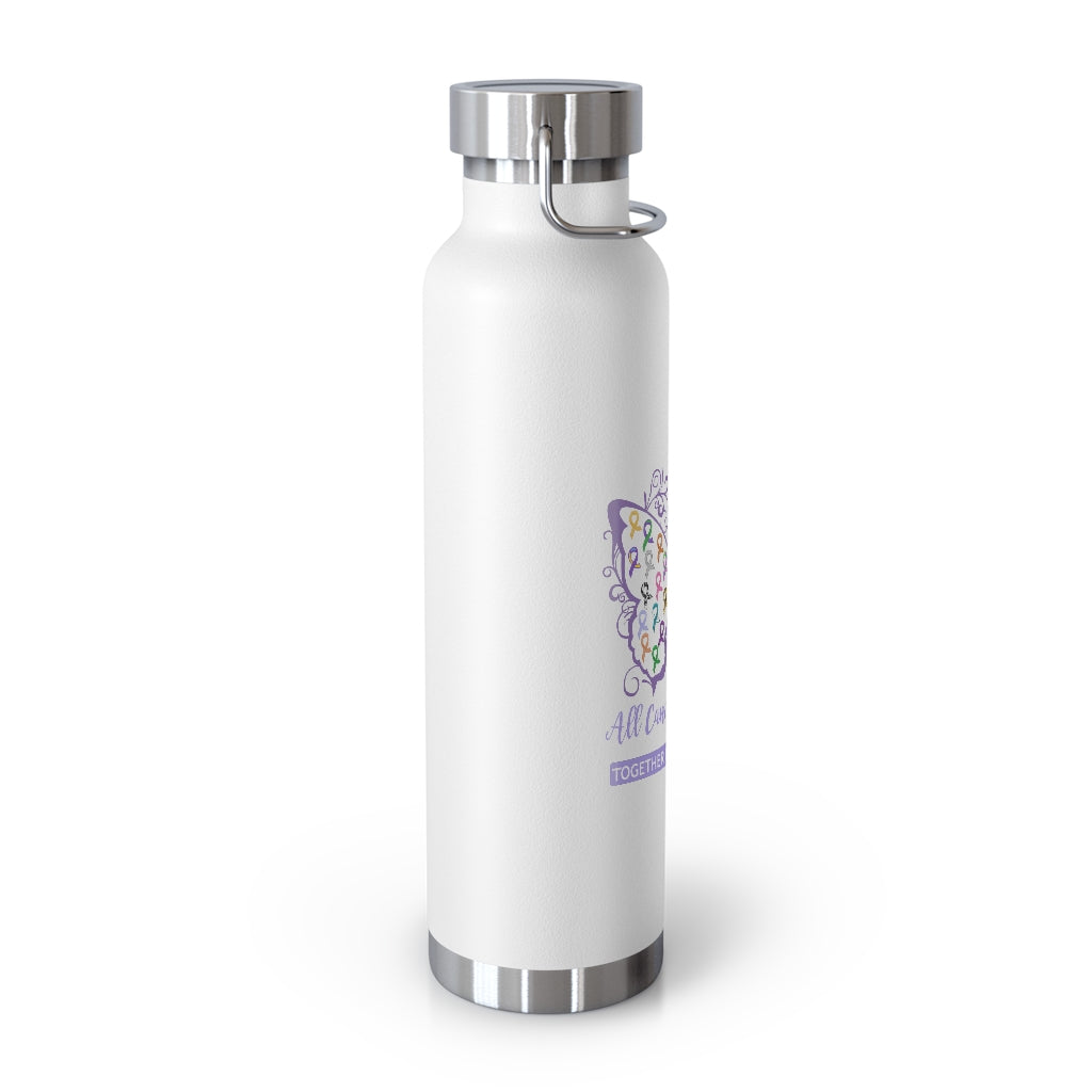 All Cancer Awareness Filigree Butterfly Copper Vacuum Insulated Bottle, 22oz - Several Colors Available