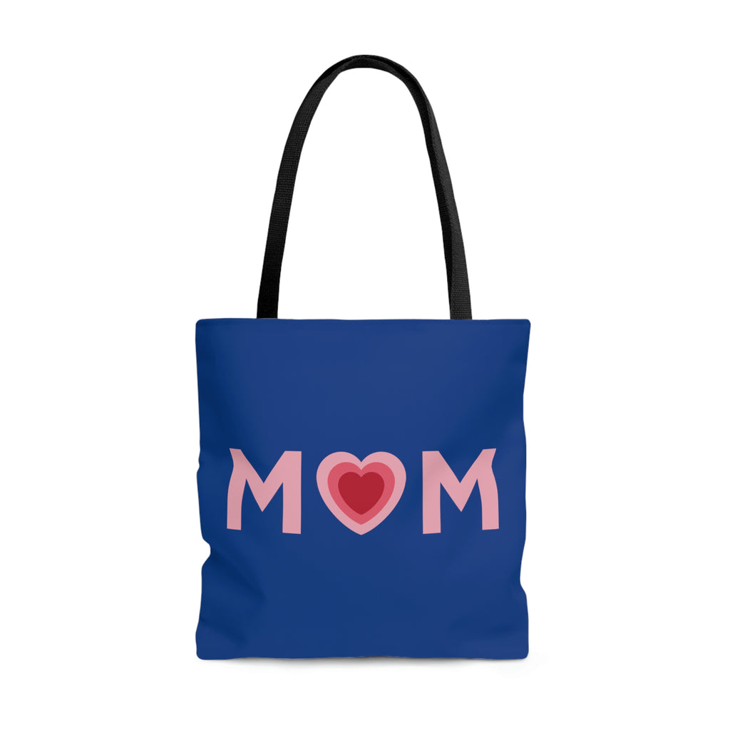 Mom Heart Royal Blue Tote Bag (Dual-Sided Design)