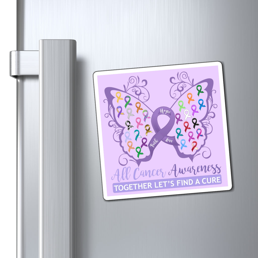 All Cancer Awareness Filigree Butterfly Magnet (Lavender Background) (3 Sizes Available)