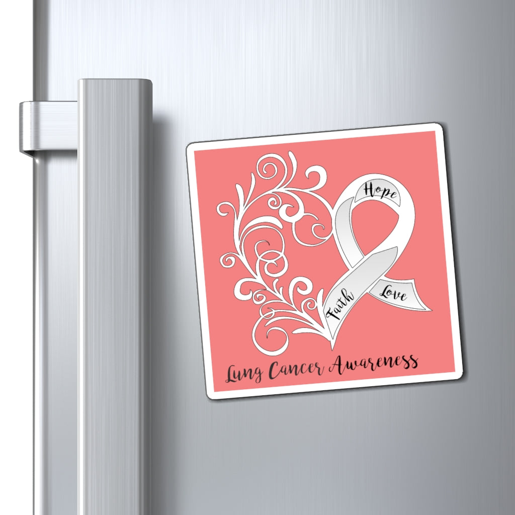 Lung Cancer Awareness Magnet (Coral) (3 Sizes Available)