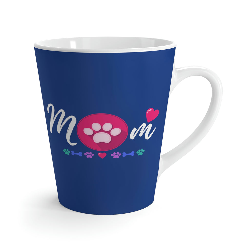Dog Mom Heart Royal Blue Latte Mug (12 oz.) (Dual-Sided Design)