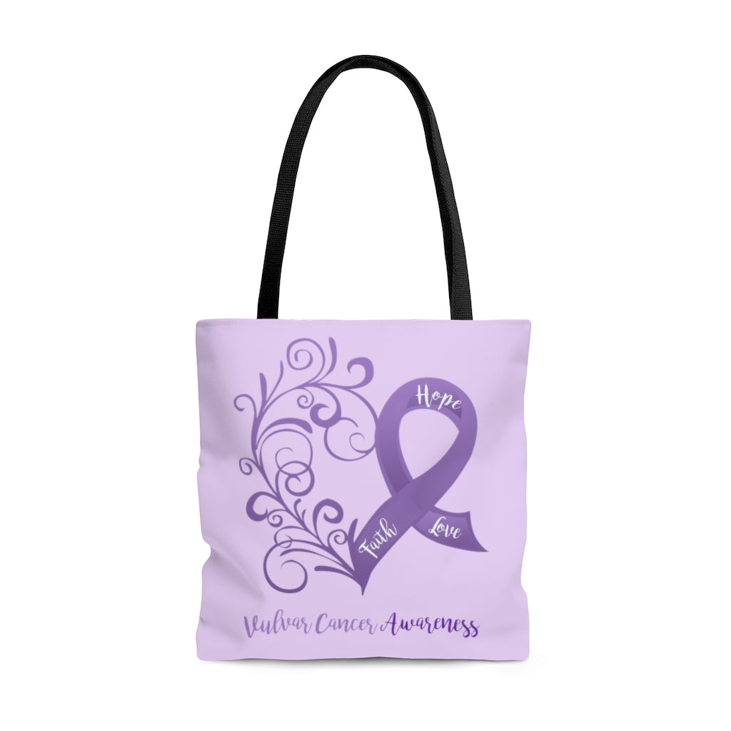 Vulvar Cancer Awareness Large Lavender Tote Bag (Dual-Sided Design)