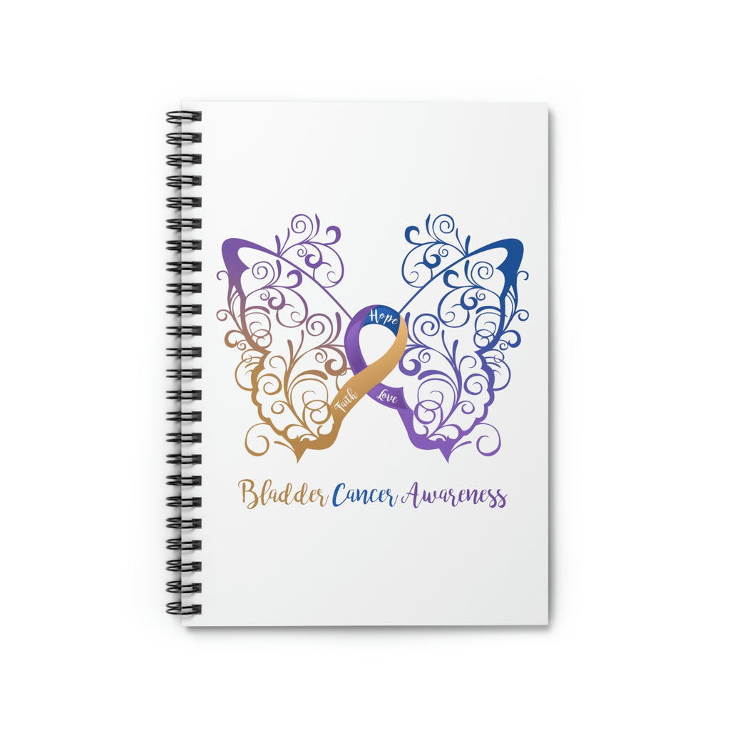 Bladder Cancer Awareness Filigree Butterfly Spiral Journal - Ruled Line