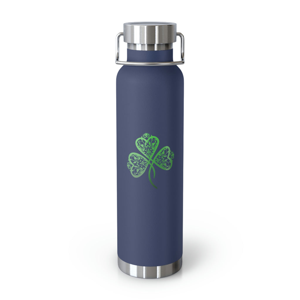 St. Patrick's Day Filigree Shamrock Copper Vacuum Insulated Bottle, 22oz - Several Colors Available