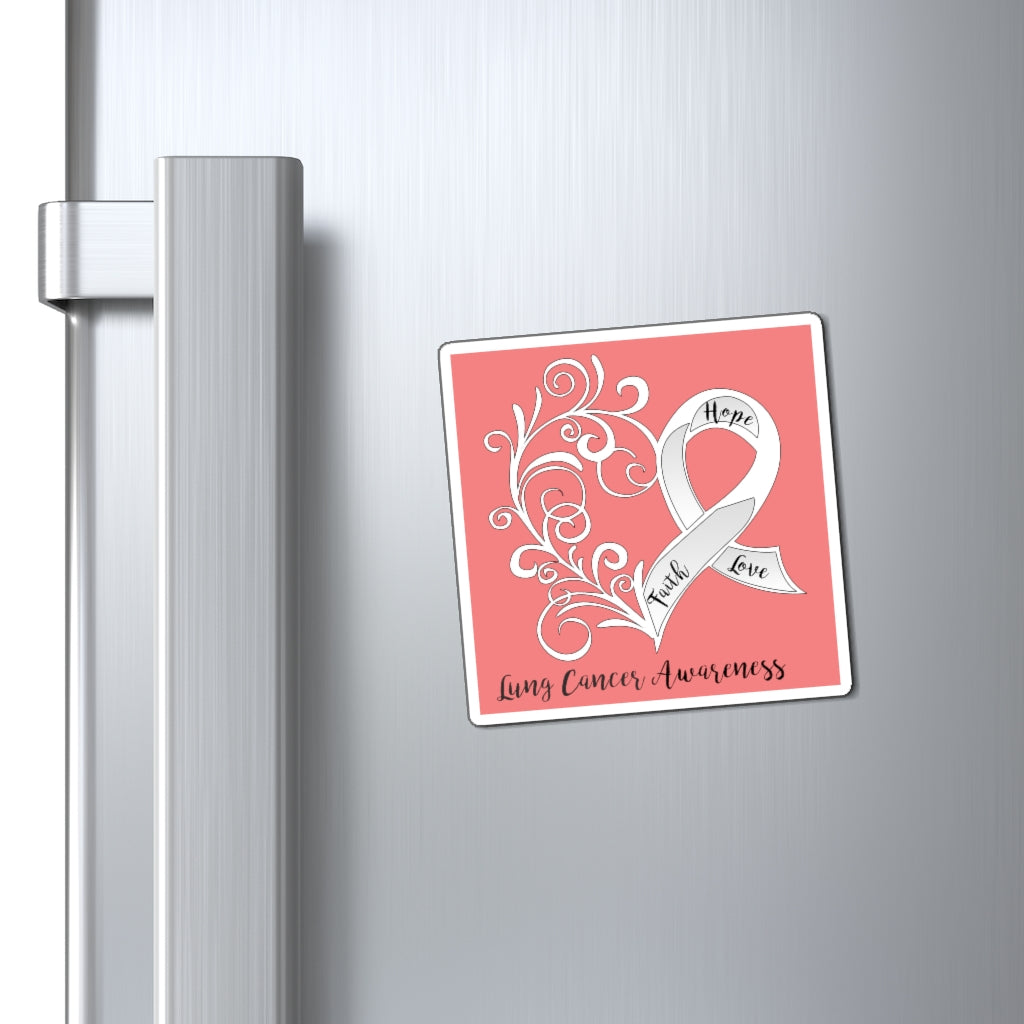 Lung Cancer Awareness Magnet (Coral) (3 Sizes Available)