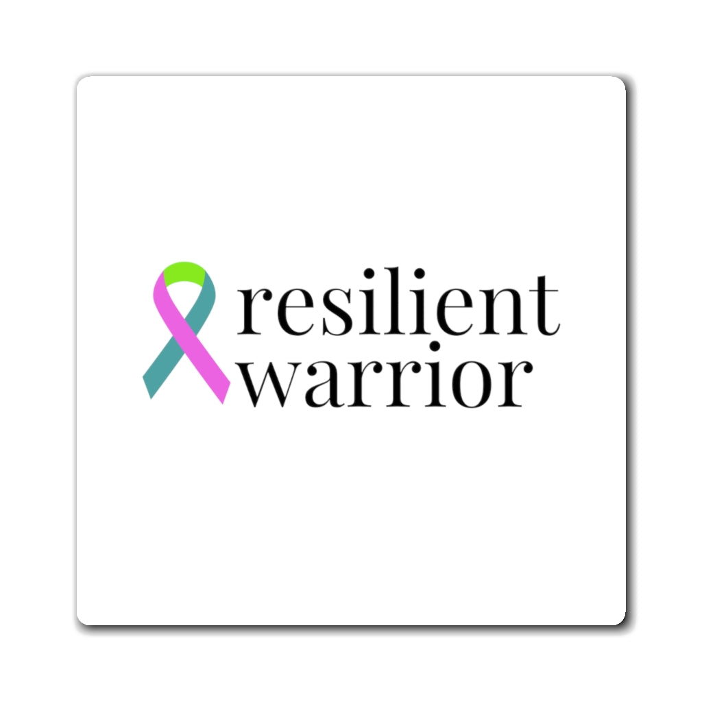 Metastatic Breast Cancer resilient warrior Ribbon Magnet (White Background) (3 Sizes Available)