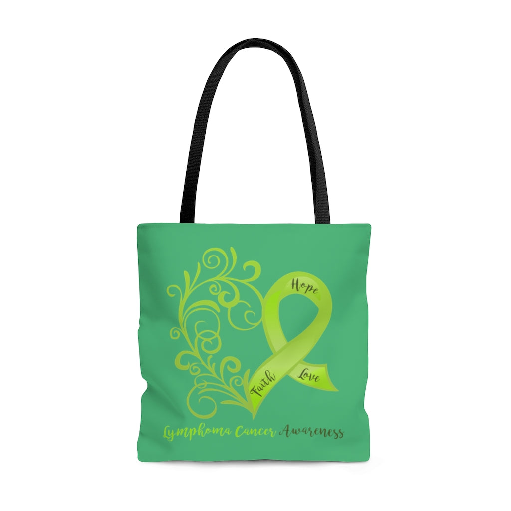 Lymphoma Awareness Large "Dark Green" Tote Bag (Dual Sided Design)