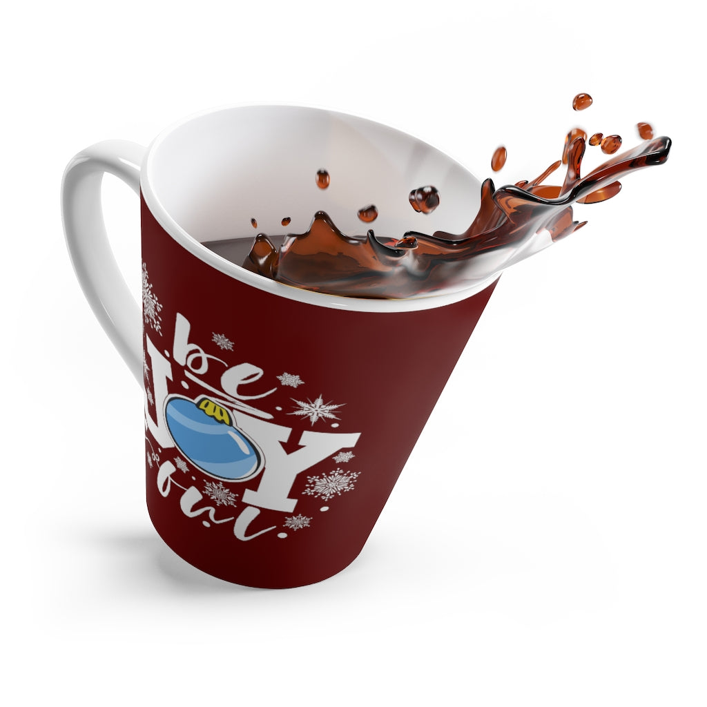 be Joyful Ornament Maroon Latte Mug (12 oz.)