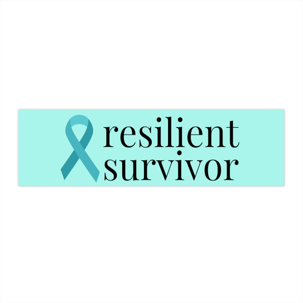 Ovarian Cancer "resilient survivor" Bumper Sticker (Light Teal)
