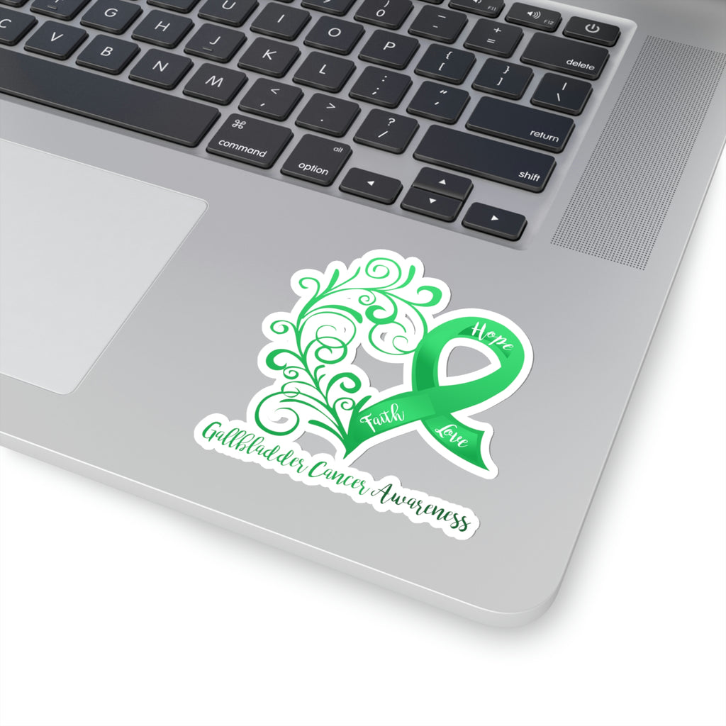 Gallbladder Cancer Awareness Heart Sticker (3 x 3)