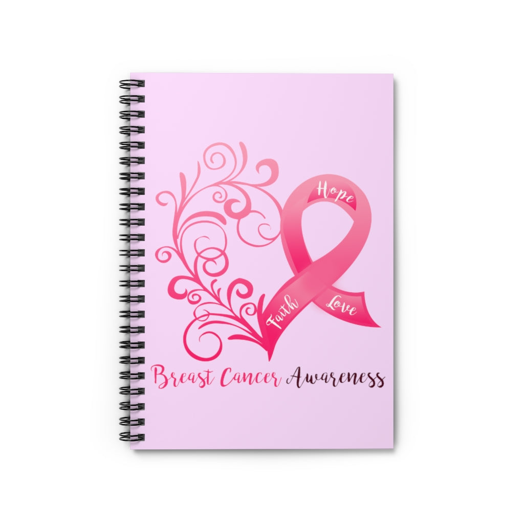 Breast Cancer Awareness Heart "Lilac" Spiral Journal - Ruled Line