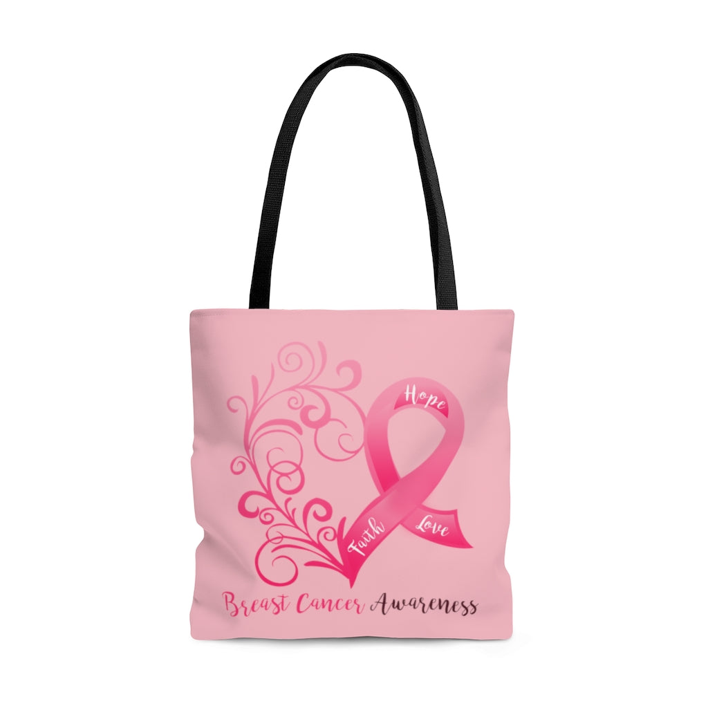 Breast Cancer Awareness Heart Large "Pink" Tote Bag (Dual-Sided Design)