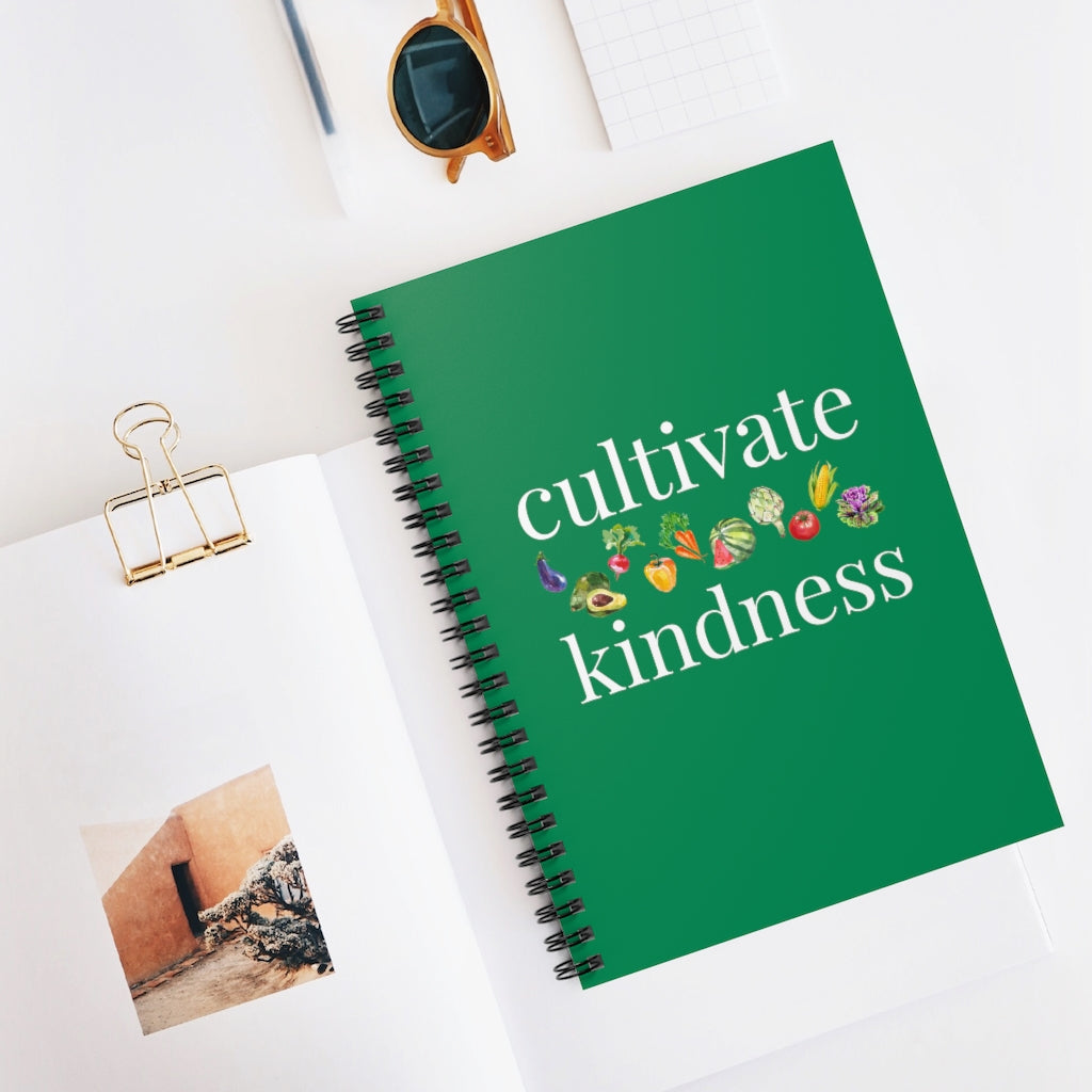 cultivate kindness Kelly Green Spiral Journal - Ruled Line