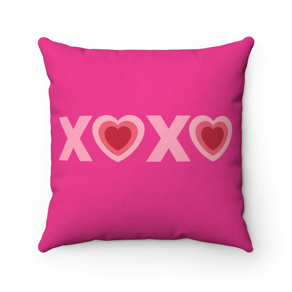 Valentines XOXO Heart "Raspberry" Square Pillow (20 X 20)