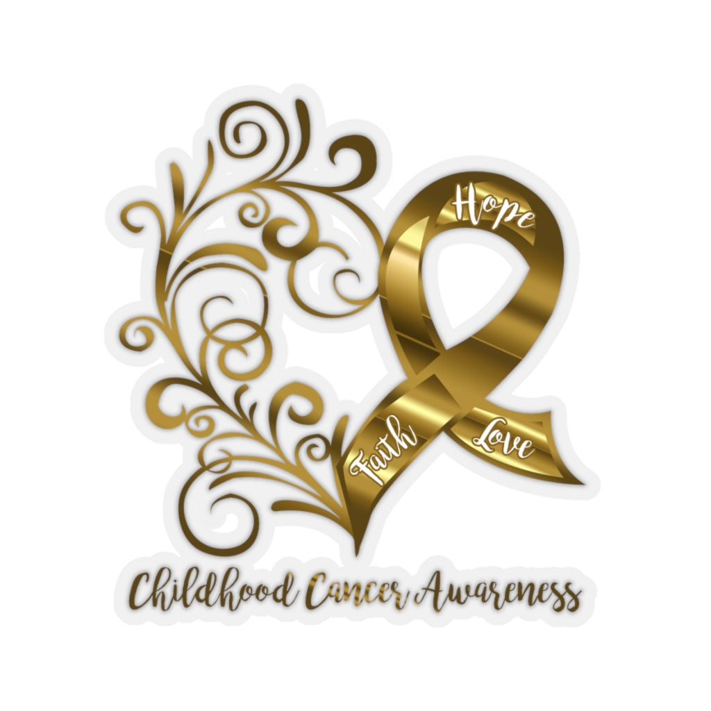 Childhood Cancer Awareness Heart Car Sticker (6 X 6)
