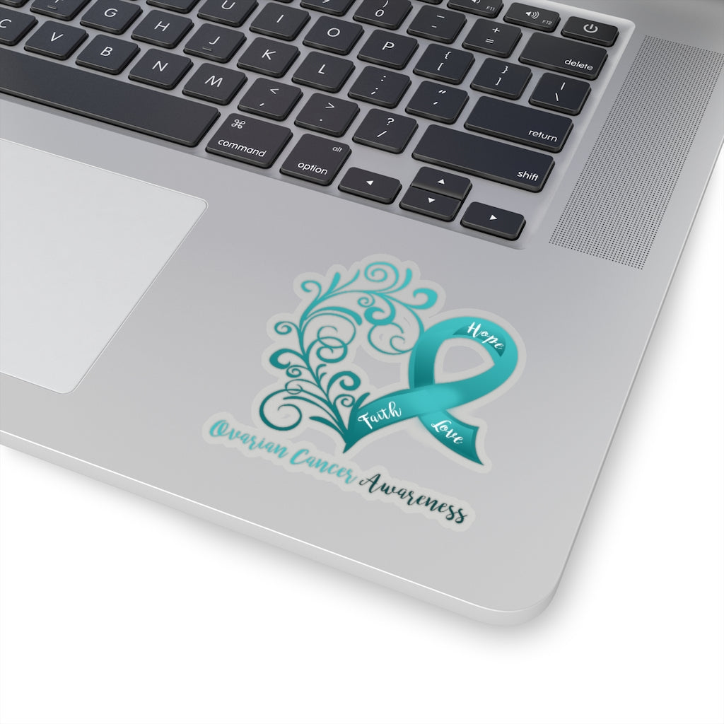 Ovarian Cancer Awareness Heart Sticker (3 X 3)