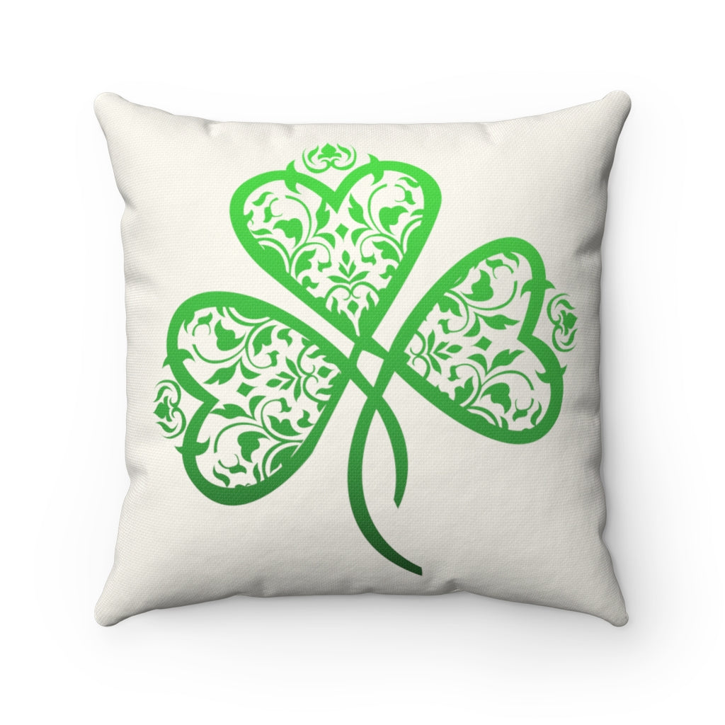 St. Patrick's Day Filigree Shamrock "Natural" Square Pillow (20 X 20)
