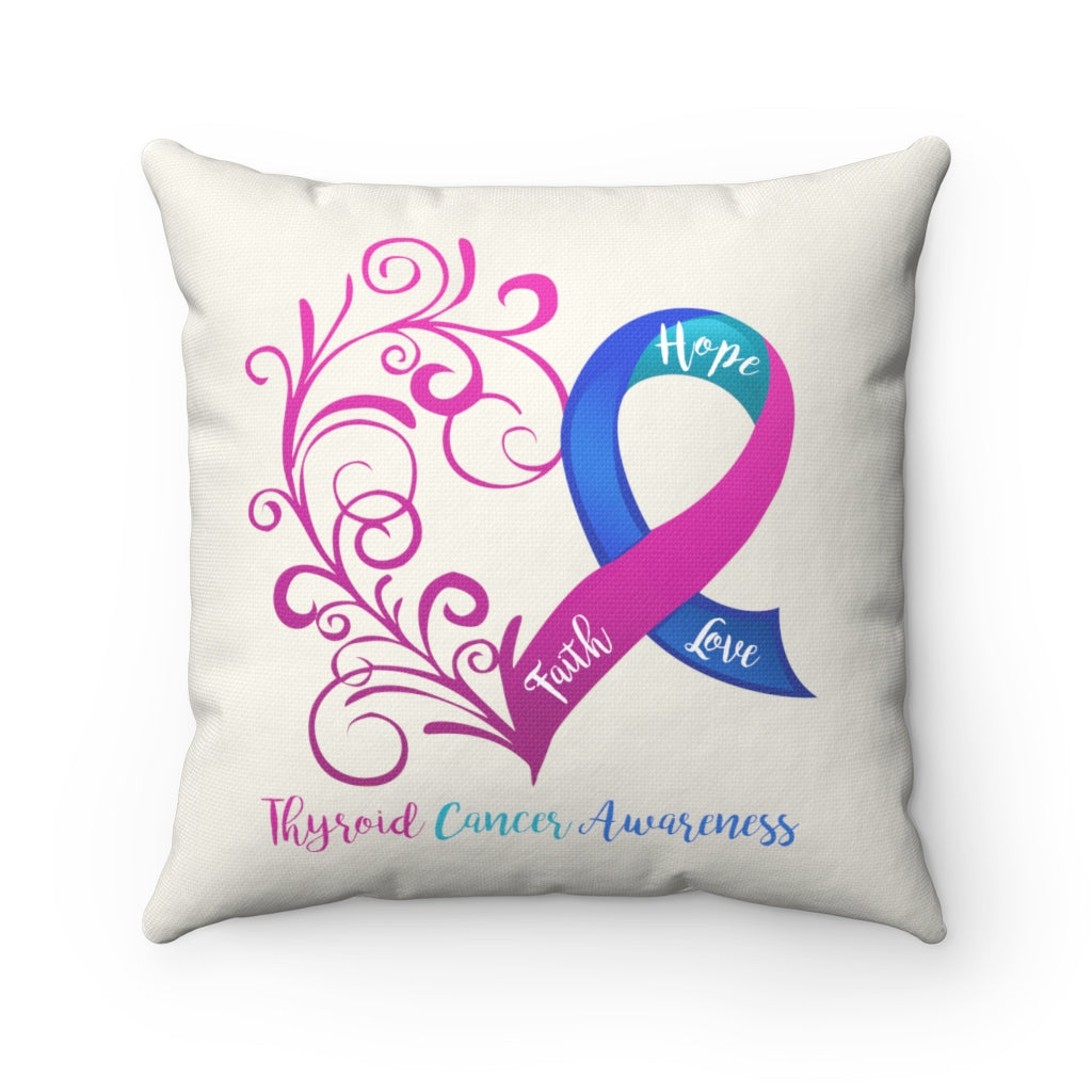 Thyroid Cancer Awareness "Natural" Square Pillow (20 X 20)