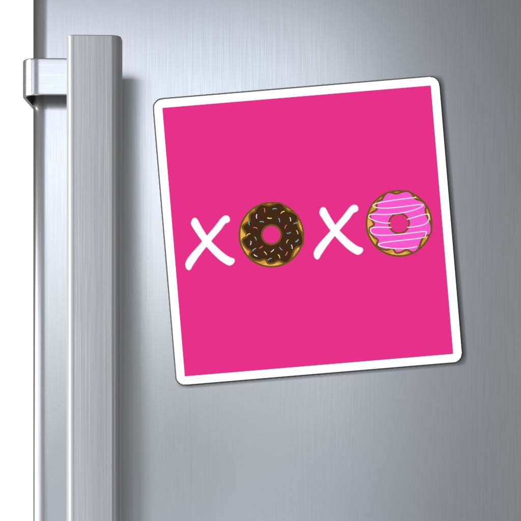 XOXO Donuts Magnet (Raspberry Background) (3 Sizes Available)