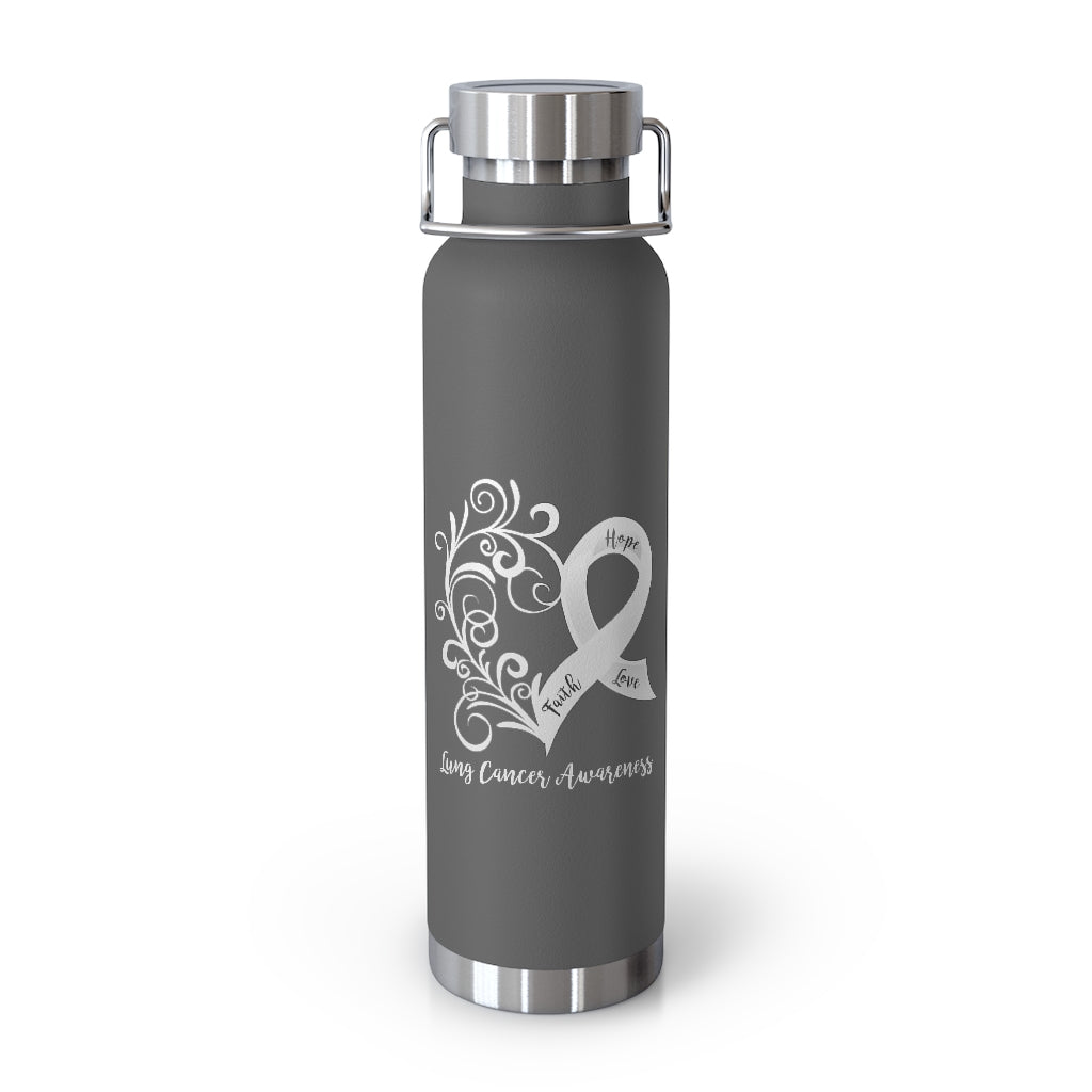 Lung Cancer Awareness Heart Copper Vacuum Insulated Bottle, 22oz - Several Colors Available