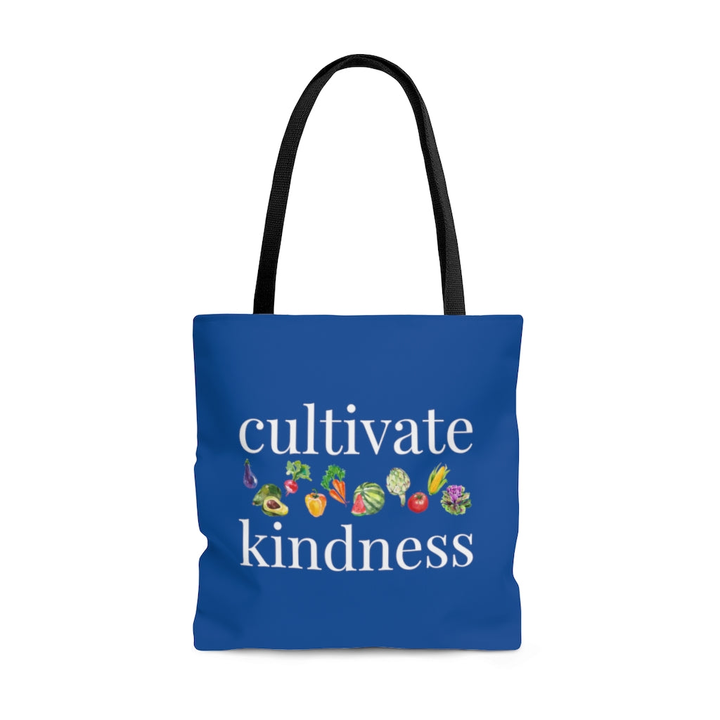 cultivate kindness Large "Royal Blue" Tote Bag (Dual-Sided Design)